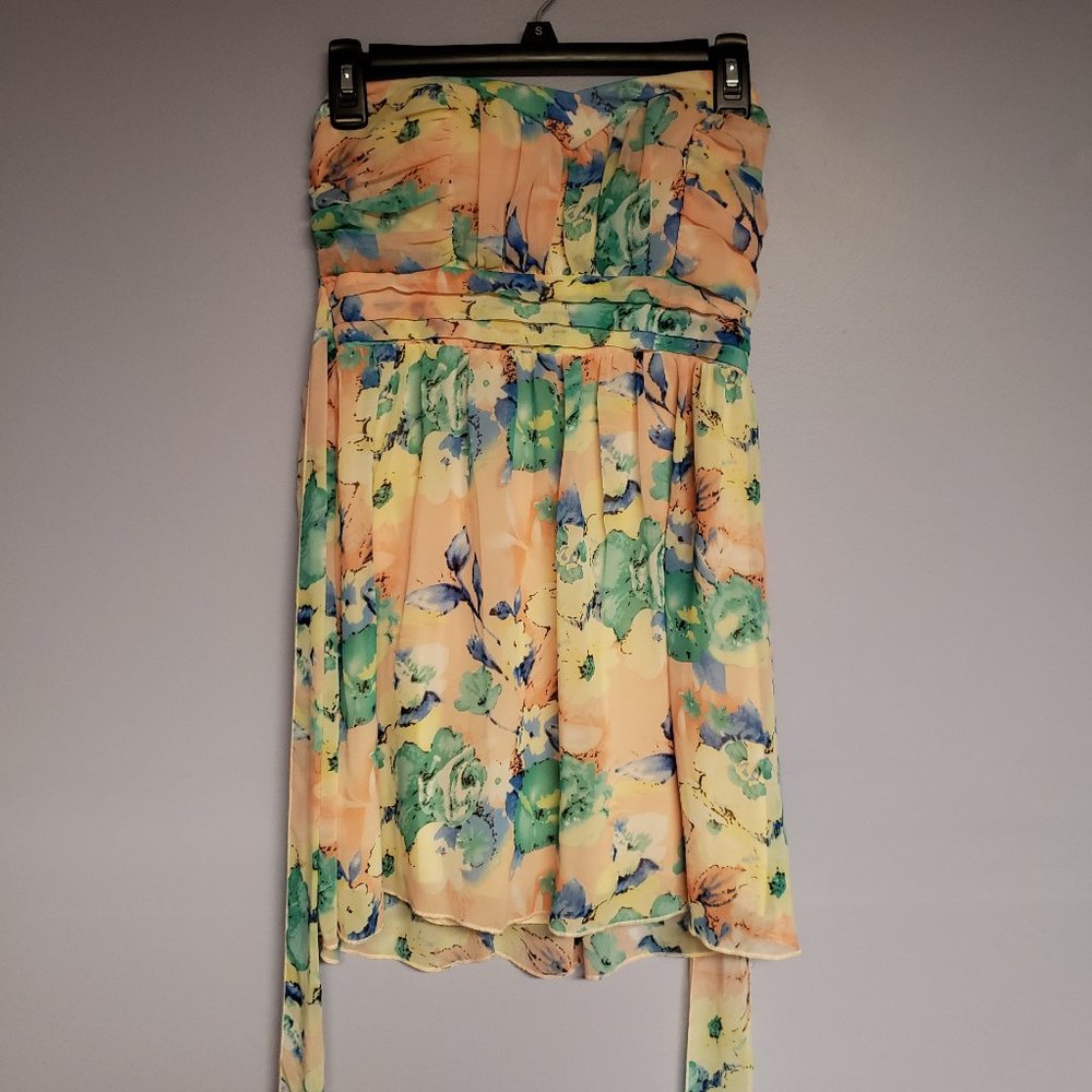 Strapless flower flowy dress